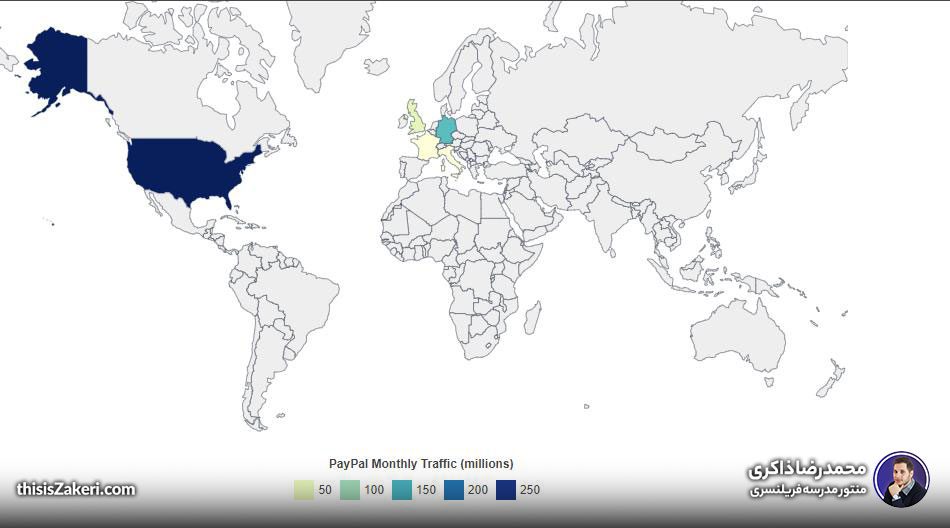 آمریکایی‌های بیشترین سهم استفاده از حساب پی‌پال رو دارن