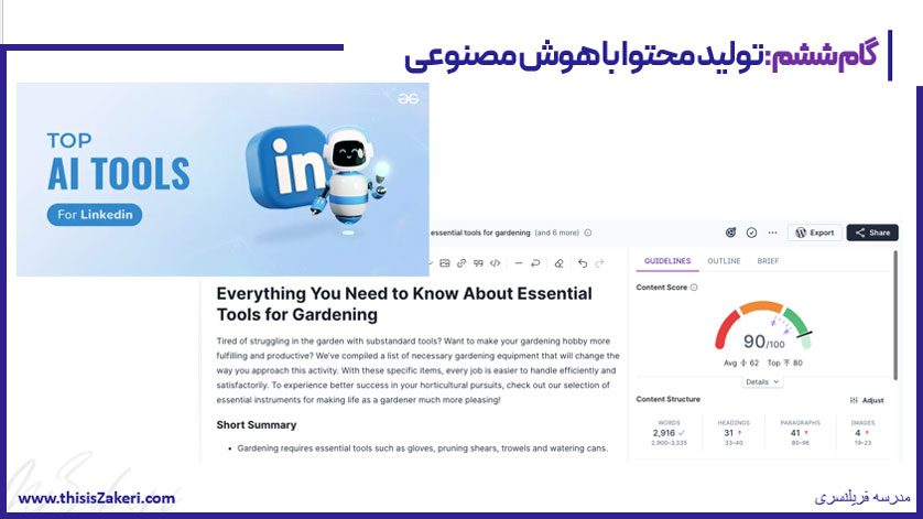 گام ششم کسب درآمد دلاری از لینکدین تولید محتوا با هوش مصنوعی